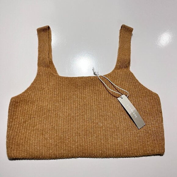 Everlane Wool Camel‎ Stretch Knit Tank Top Cozy Soft Sz Large Women's NWT - Picture 2 of 6